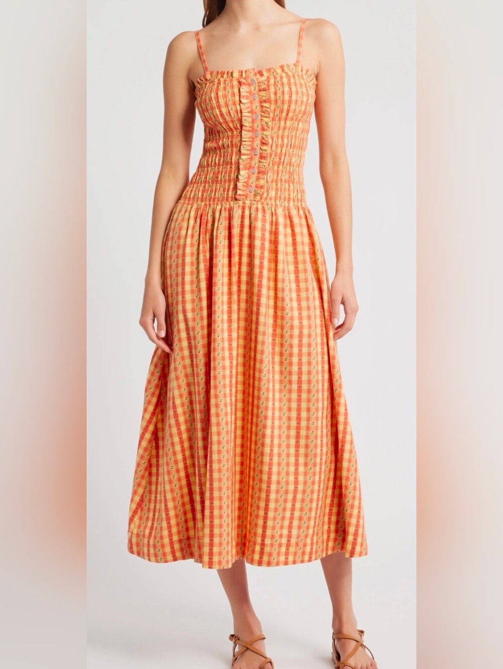 Damson Madder Grace Smocked Cotton Midi Sundress